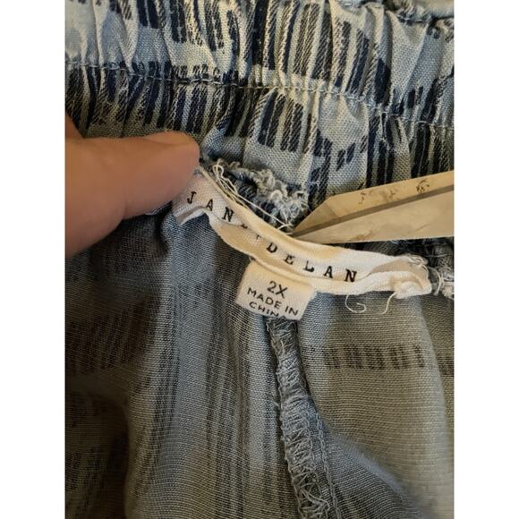 Jane & Delancey Wide Leg Pants Womens 2XL Boho Tropical Chambrayl Resort Casual - Picture 6 of 11